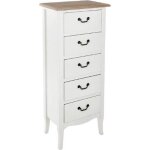 Chiffonnier - paris prix - chrysa - 5 tiroirs - bois & pin - blanc & naturel