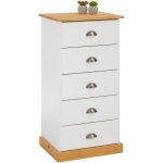 Chiffonnier paris l 48 cm en pin massif blanc et brun 5 tiroirs commode petit meuble de rangement haut ...