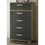 Chiffonnier commode meuble de rangement coloris ch�ne cambrian - graphite - longueur 60 x profondeur ...