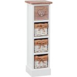 Chiffonnier flower h 70 cm en bois massif blanc et brun 1 tiroir et 3 paniers commode petit meuble de ...