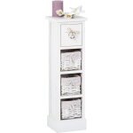 Chiffonnier flower h 70 cm en bois massif blanc avec 1 tiroir et 3 paniers petite commode style shabby ...