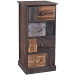 Chiffonnier mara avec 4 tiroirs commode en bois de paulownia style vintage ethnique boh�me avec gravures ...