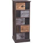 Chiffonnier mara avec 5 tiroirs commode en bois de paulownia style vintage ethnique boh�me avec gravures ...