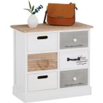 Chiffonnier - idimex - salva - 6 tiroirs - bois de paulownia - style shabby chic vintage rustique blanc ...