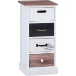 Chiffonnier laguna �tag�re de rangement avec 4 tiroirs en bois de paulownia style shabby chic vintage ...