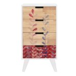 Chiffonnier meuble de rangement en bois hva et paulownia coloris naturel blanc - longueur 40 x profondeur ...
