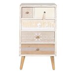 Chiffonnier meuble de rangement en bois de sapin coloris blanc naturel - longueur 48 x profondeur 35 ...
