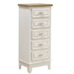 Chiffonnier en panneaux mdf plaqu en sapin coloris blanc - longueur 40 x hauteur 94 x largeur 30 cm