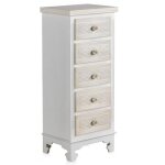 Chiffonnier en panneaux mdf plaqu� en sapin coloris blanc et cr�me - longueur 40 x hauteur 96 x largeur ...