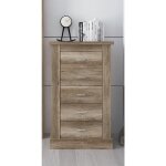 Chiffonnier pegane - coloris ch�ne vieilli - 5 tiroirs spacieux - 66x39. 6x104 cm