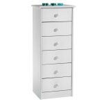 Chiffonnier rondo meuble de rangement commode apothicaire avec 6 tiroirs en pin massif lasuré blanc Chiffonnier rondo meuble de rangement commode apothicaire avec 6 tiroirs en pin massif lasuré blanc