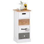 Chiffonnier salva h 77 cm en bois massif blanc gris et brun 4 tiroirs commode petit meuble de rangement ...