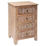 Chiffonnier - paris prix - shirel - bois manguier - 4 tiroirs - naturel beige