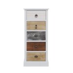 Chiffonnier vintage 5 tiroirs bois blanc marron gris - mobili rebecca Chiffonnier vintage 5 tiroirs bois blanc marron gris - mobili rebecca