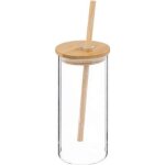 Chope & paille en verre palm 40cl transparent