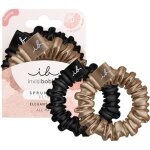 Chouchou cheveux - invisibobble - sprunchie slim true golden - soie noir et or - lot de 2 - maintien ...