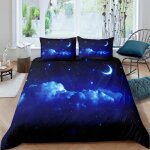 Ciel d�toiles nuage lune nuit parure de lit 3 pieces 1 housse de couette 220 * 240cm et 2 taies doreillers ...