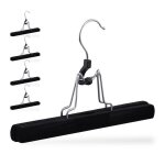 Relaxdays cintre pour pantalon et jupe lot de 5 bois de lotus revtement en velours antiglisse l : 25 ...