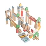 Circuit � billes en bois - roba - 20 billes en verre - 60 briques de construction - naturel / ciel / ...