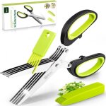 Ciseaux de cuisine  5 lames en acier inoxydable ciseaux  pices ciboulette avec couvercle de scurit ...