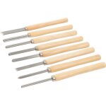 Ciseaux pour tour � bois - silverline - 8 pcs - acier � outils - longueur 360 mm - poign�es en bois blanc ...