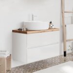 City meuble simple vasque à poser 2 tiroirs couleur - blanc & plan chêne naturel modèle - largeur 80 ... City meuble simple vasque à poser 2 tiroirs couleur - blanc & plan chêne naturel modèle - largeur 80 ...