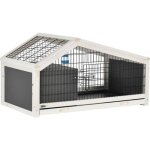Cage  lapin - pawhut - plateau djection - porte et toit ouvrant verrouillables abreuvoir - acier noir ...