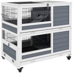 Pawhut - clapier - bois de sapin - 90x53x97cm - gris Pawhut - clapier - bois de sapin - 90x53x97cm - gris