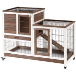 Clapier  lapin pawhut sur roulettes cage  lapin intrieur extrieur 2 tages 2 portes verrouillables ...