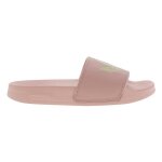 Claquettes - adidas - adilette - cuir - rose - sangle large avec trfle dboss