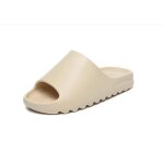 Claquette antidrapant mixte - - chaussures de piscine plage adultes - semelle ondule - beige