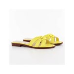 Claquette guess femme symo jaune cuir