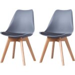 Clara - lot de 2 chaises scandinave - gris / noir - pieds en bois massif design salle � manger salon ...