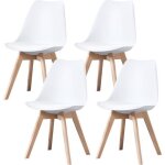 Clara - lot de 4 chaises scandinave - blanc - pieds en bois massif design salle  manger salon chambre ...