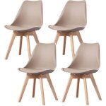 Clara - lot de 4 chaises scandinave - taupe - pieds en bois massif design salle  manger salon chambre ...