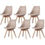 Clara - lot de 6 chaises scandinave - taupe - pieds en bois massif design salle  manger salon chambre ...