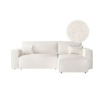 Clarisse - canapé dangle convertible réversible avec coffre en tissu bouclette - blanc Clarisse - canapé dangle convertible réversible avec coffre en tissu bouclette - blanc