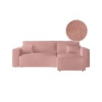 Clarisse - canap dangle convertible rversible avec coffre en tissu bouclette - rose