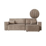 Canap� dangle 3 places convertible r�versible clarisse avec coffre en velours c�tel� - taupe - l269 x ...