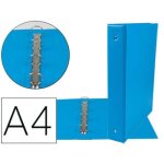 Classeur liderpapel 4 anneaux ronds 40mm a4 carton rembord pvc coloris bleu ciel