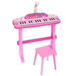 Clavier musical avec microphone rose