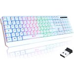 Clavier sans fil gamer - klim - chroma - azerty - rtroclair - membrane - blanc