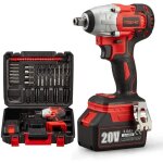 Cl� � chocs sans fil teeno 320nm boulonneuse a choc avec 3. 0ah batterie bo�te avc 25pcs accessoires