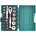 Cl  cliquet en coffret makita - 21 pices - 12 embouts + 6 douilles + 1 adaptateur 1 - 4 + porte - ...