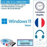 Cle usb 32 go windows 11 home + licence - envoi rapide