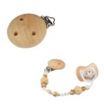 Clip en bois pour attache sucette rond 4cm beige