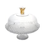 Cloche sur pied fleur en verre 30 cm - table passion