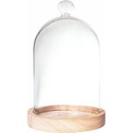 Cloche verre bois h19cm - atmosphera createur dinterieur