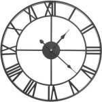 Horloge murale - isotrade - � 47 cm - m�tal noir - chiffres romains - style industriel
