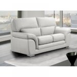 Cloe canap� fixe cuir vachette 2 places blanc cass�